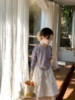 [90-140cm]ガーリー リボン付き ニット セーター/スカート - Image 6