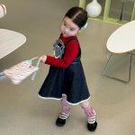 [90-140cm]大注目 スウィート トップス/デニムワンピース