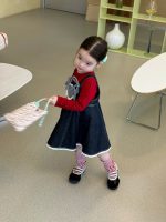 [90-140cm]大注目 スウィート トップス/デニムワンピース