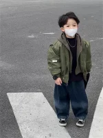 [90-150cm] カッコイイ レイヤード フード付き ジャケット - Image 6