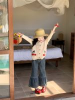 [90-140cm]チェリー柄 女の子 ベスト/トップス/デニムパンツ - Image 5