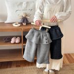[73-120cm]フリルデザイン 厚手 すっきり見え 女の子 パンツ
