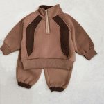 [73-120cm]シンプル スタンドネック トレーナー+パンツ セットアップ