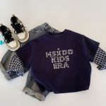 [90-140cm]デザイン満点 カジュアル 切り替え トレーナー - Image 4