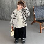 [80-150cm] ボーダー柄 ニット カーディガン - Image 3