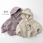 [80-130cm]あったか プリント フード付き パーカー