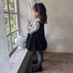 [73-120cm]おしゃれ ガーリー 女の子 シャツ/ジャンパースカート