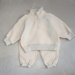 [73-120cm]シンプル スタンドネック トレーナー+パンツ セットアップ - Image 7