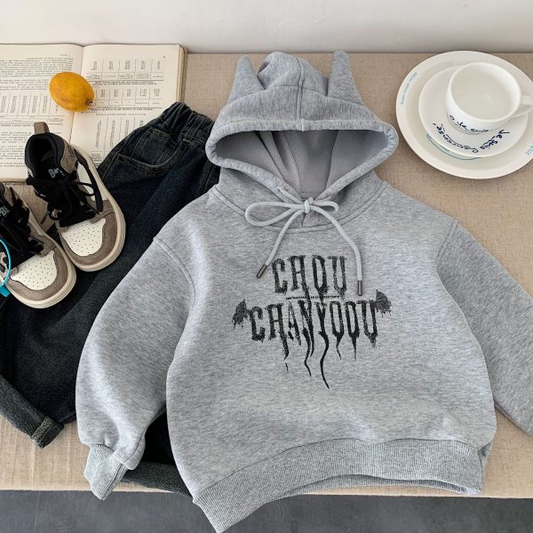 [80-130cm] カジュアル 裏起毛 フード付き パーカー