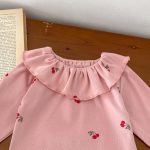[66-90cm] ベビー ロンパース チェリ柄 フリル襟 - Image 4