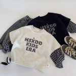 [90-140cm]デザイン満点 カジュアル 切り替え トレーナー - Image 2