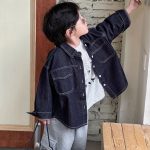 [90-140cm]新作 シンプル デニム シャツ アウター