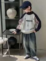 [90-160cm] デザイン満点 配色 トレーナー - Image 4