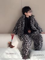 [100-160cm]ヒョウ柄 あったか トップス+パンツ ルームウェア - Image 7