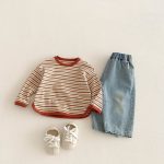 [73-120cm] ボーダー柄 長袖 トップス - Image 4