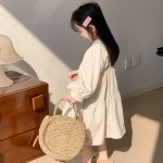 [90-130cm]刺繍 スウィート 長袖 ワンピース - Image 2