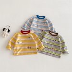 [73-120cm]カートゥーン ボーダー柄 長袖 トップス - Image 6