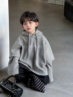 [100-160cm]レイヤードデザイン フード付き パーカー