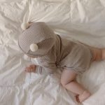 [66-90cm]ボーダー柄 ロンパース+ボトムス セット - Image 7