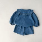 [73-120cm]デニムセット ベビー 女の子 無地 可愛い - Image 5