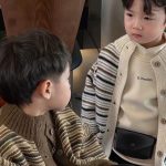 [80-150cm] ボーダー柄 ニット カーディガン - Image 2