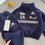 [73-120cm]クール 動きやすさ抜群 裏起毛 トレーナー+パンツ セットアップ - Image 3