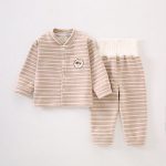 [73-110cm]シンプル ボーダー柄 トップス+ボトムス セットアップ - Image 4