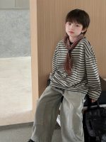 [110-160cm]ボーダー柄 快適 長袖Tシャツ - Image 5