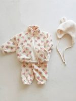 [73-110cm]セットアップ もこもこ アウター+パンツ - Image 2