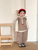 [80-150cm]三点セット ベスト+ロングT+パンツ キッズ カジュアル - Image 5