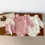 [66-90cm] ベビー ロンパース チェリ柄 フリル襟 - Image 5