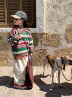 [90-150cm]カラフル ボーダー柄 ニット セーター - Image 4