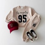 [80-130cm]カジュアル 数字柄 トレーナー+パンツ セット - Image 2