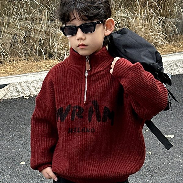 [90-150cm]あったか スタンドネック ニット セーター