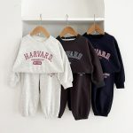 [73-120cm]アルファベット カジュアル トレーナー+パンツ セット - Image 3