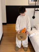 [90-160cm]ふわふわ トップス+パンツ セットアップ ルームウェア