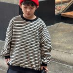 [100-150cm] ボーダー柄 裏起毛 トレーナー