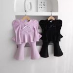 [73-120cm]スウィート きれいめ 女の子 トップス+パンツ セットアップ