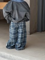 [90-150cm]ゆったり チェック柄 デニム パンツ - Image 3