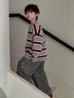 [90-160cm]快適な着心地 ボーダー柄 ニット セーター - Image 3