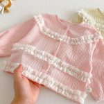 [73-110cm]おしゃれ見 フリルデザイン レース 長袖 トップス - Image 4