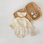 [66-90cm]ロンパース ベビー ニット 切り替え 肌にやさしい - Image 5