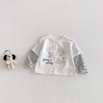 [73-120cm]カジュアル 合わせやすい 切り替え 長袖 Tシャツ - Image 3