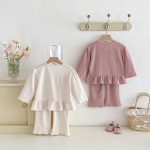 [80-130cm]女の子 セットアップ トップス+パンツ リボン付き - Image 14