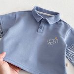 [73-120cm]カジュアル レイヤード POLOネック トレーナー - Image 6