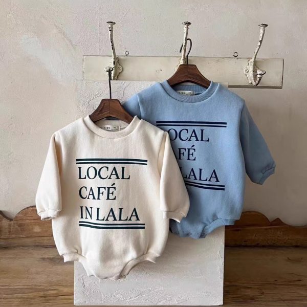 [66-90cm] 英字プリント ロンパース