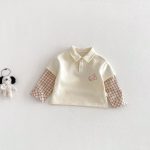 [73-120cm]カジュアル レイヤード POLOネック トレーナー - Image 3