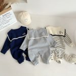 [66-100cm]ニット ロンパース 上品 セーラーカラー - Image 2