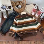 [90-150cm]ボーダー柄 ふんわり 保温性 セーター - Image 5