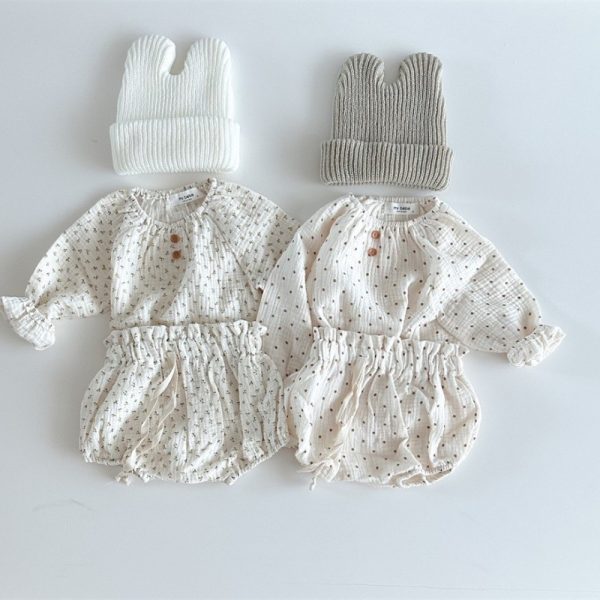 [66-100m]二点セット ベビー 女の子 トップス+ショートパンツ 肌触り良い